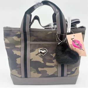 Betsey Johnson Camouflage Tote Bag with Heart Charm